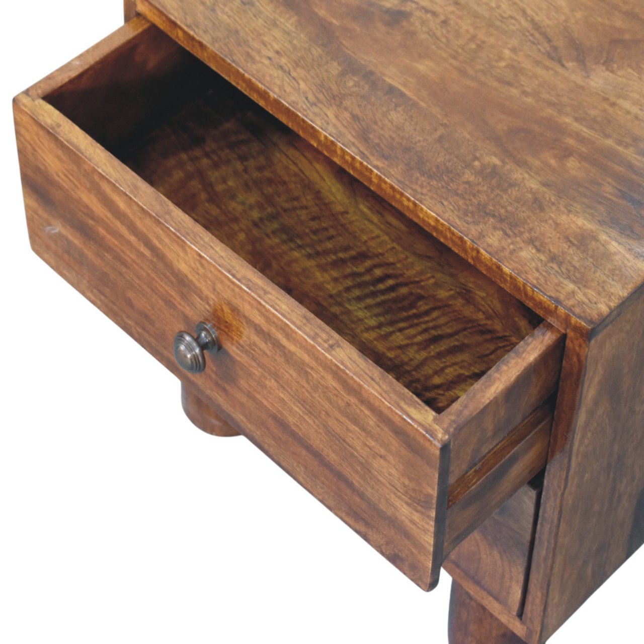 Solid Mango Wood Tula 2 Drawer Chestnut Nightstand - Image 4