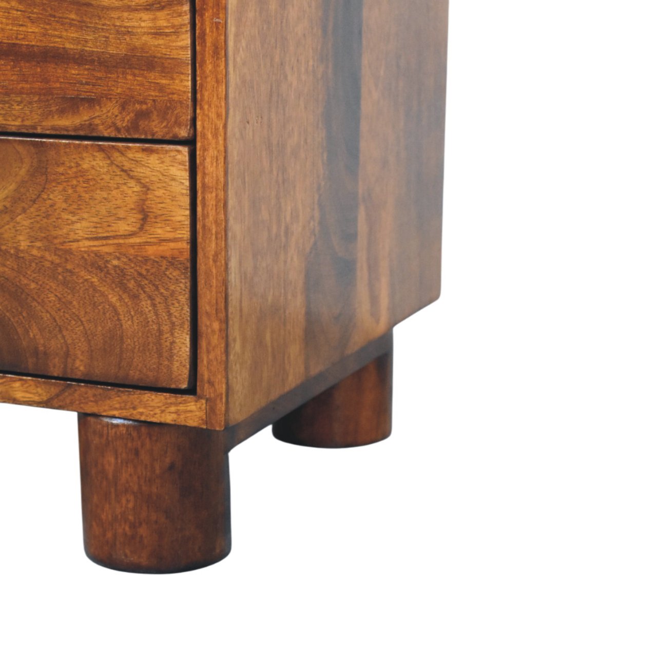 Solid Mango Wood Tula 2 Drawer Chestnut Nightstand - Image 5