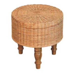Solid Mango Wood Regency Round Woven Stool