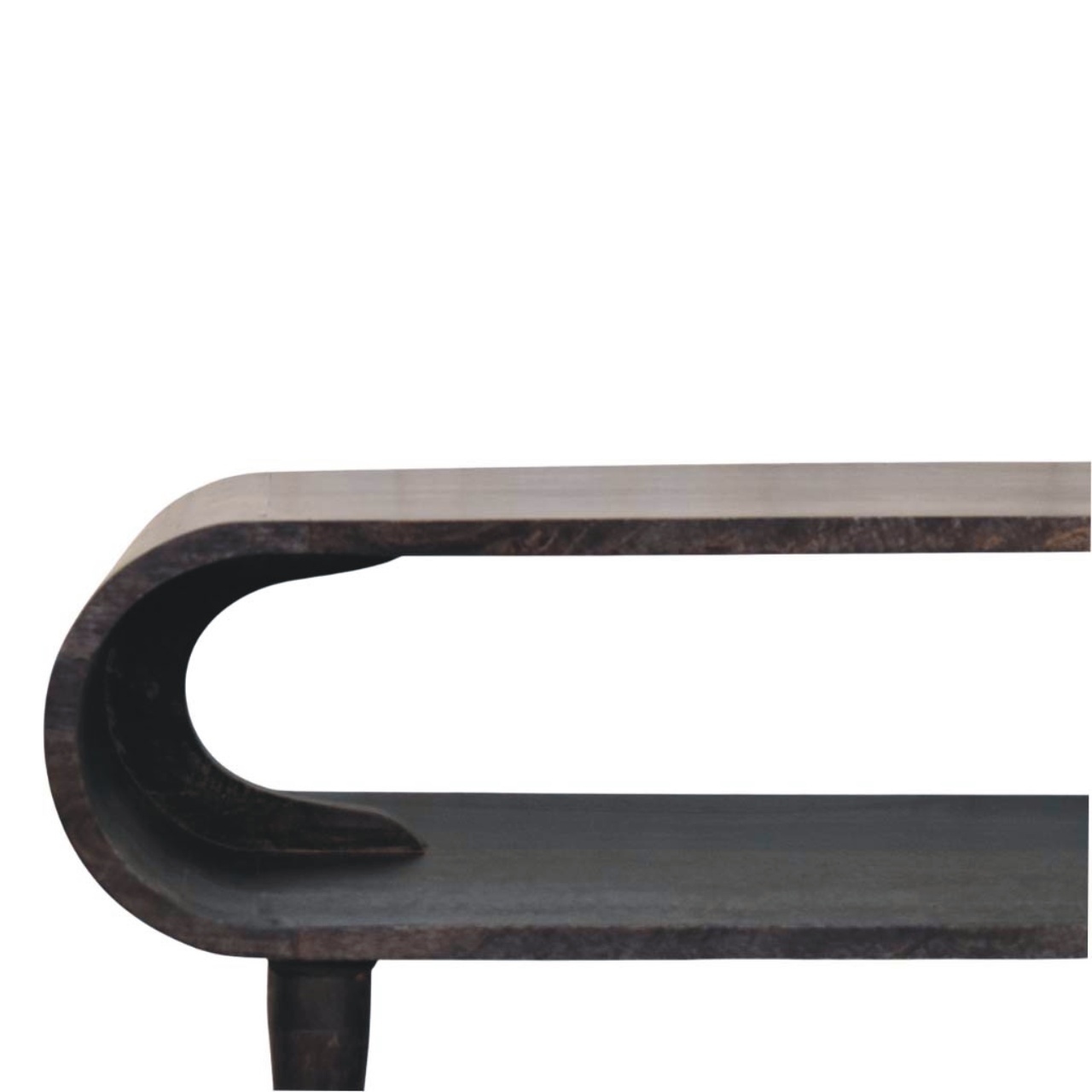 Solid Mango Wood Curved Edge Media with Brass Accents - Image 3