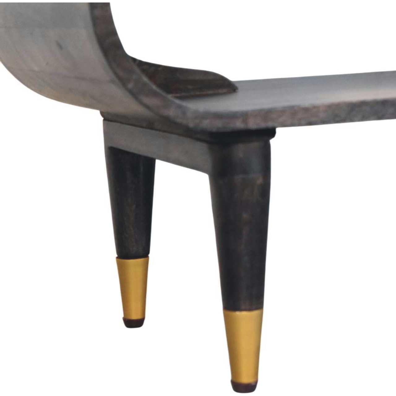 Solid Mango Wood Curved Edge Media with Brass Accents - Image 6