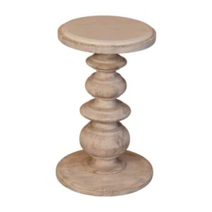 Solid Mango Wood Salted Oak Finished The Bellis Marble Topped Accent Table