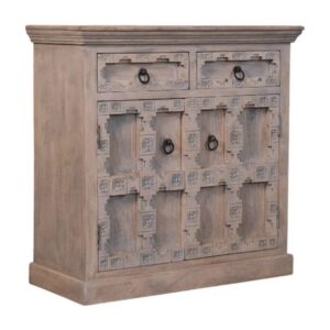 Solid Mango Wood Acid Wash 2 Door 2 Drawer Jaipur Lattice Sideboard