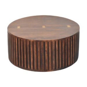 Solid Mango Wood California Walnut Finished Orion Slatted Coffee Table