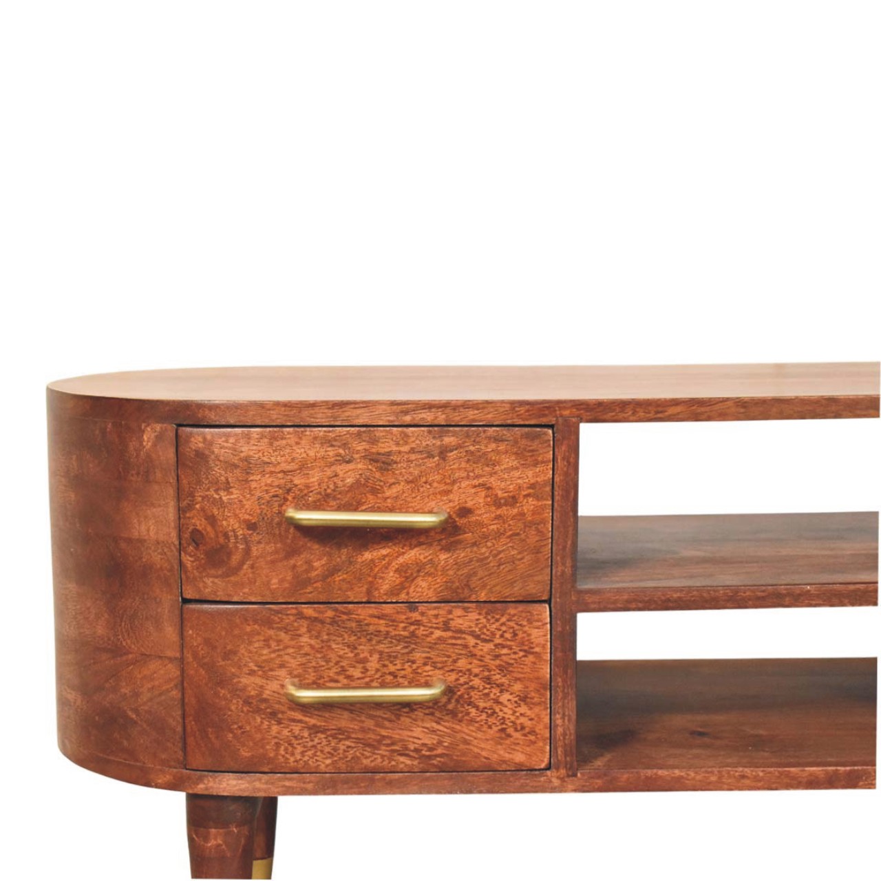 Solid Mango Wood Wine Wood Finished Valenza 4 Drawer Media Unit - Image 3
