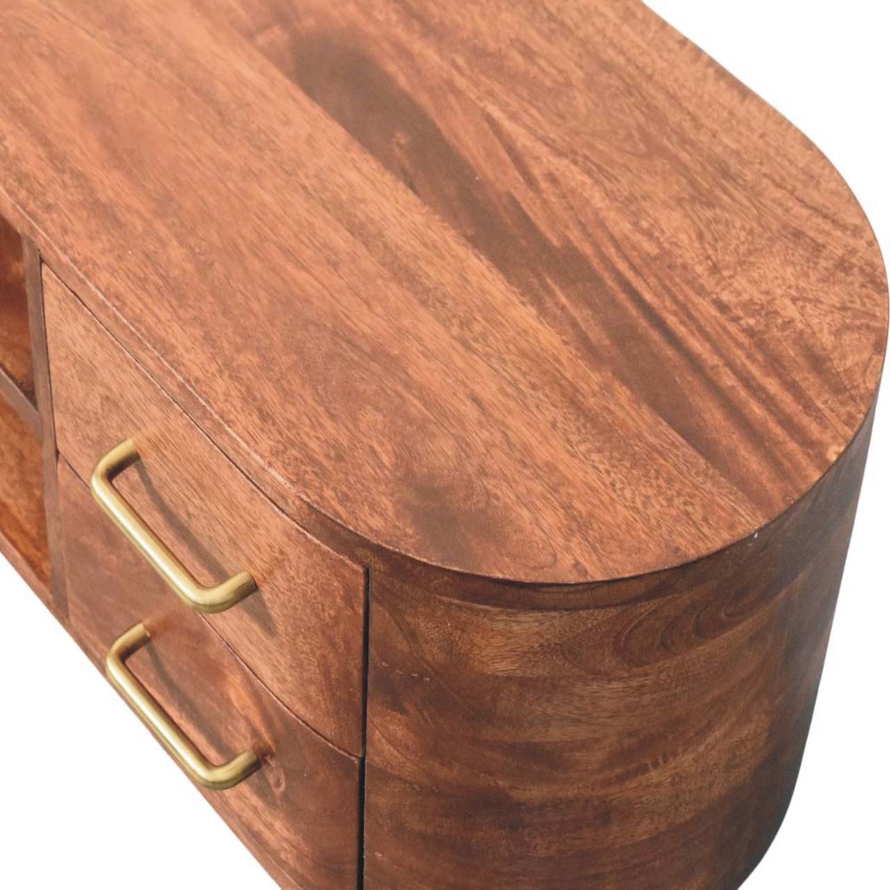 Solid Mango Wood Wine Wood Finished Valenza 4 Drawer Media Unit - Image 4
