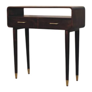 Solid Mango Wood Velvet Mocha Finished 2 Drawer Valenza Console Table