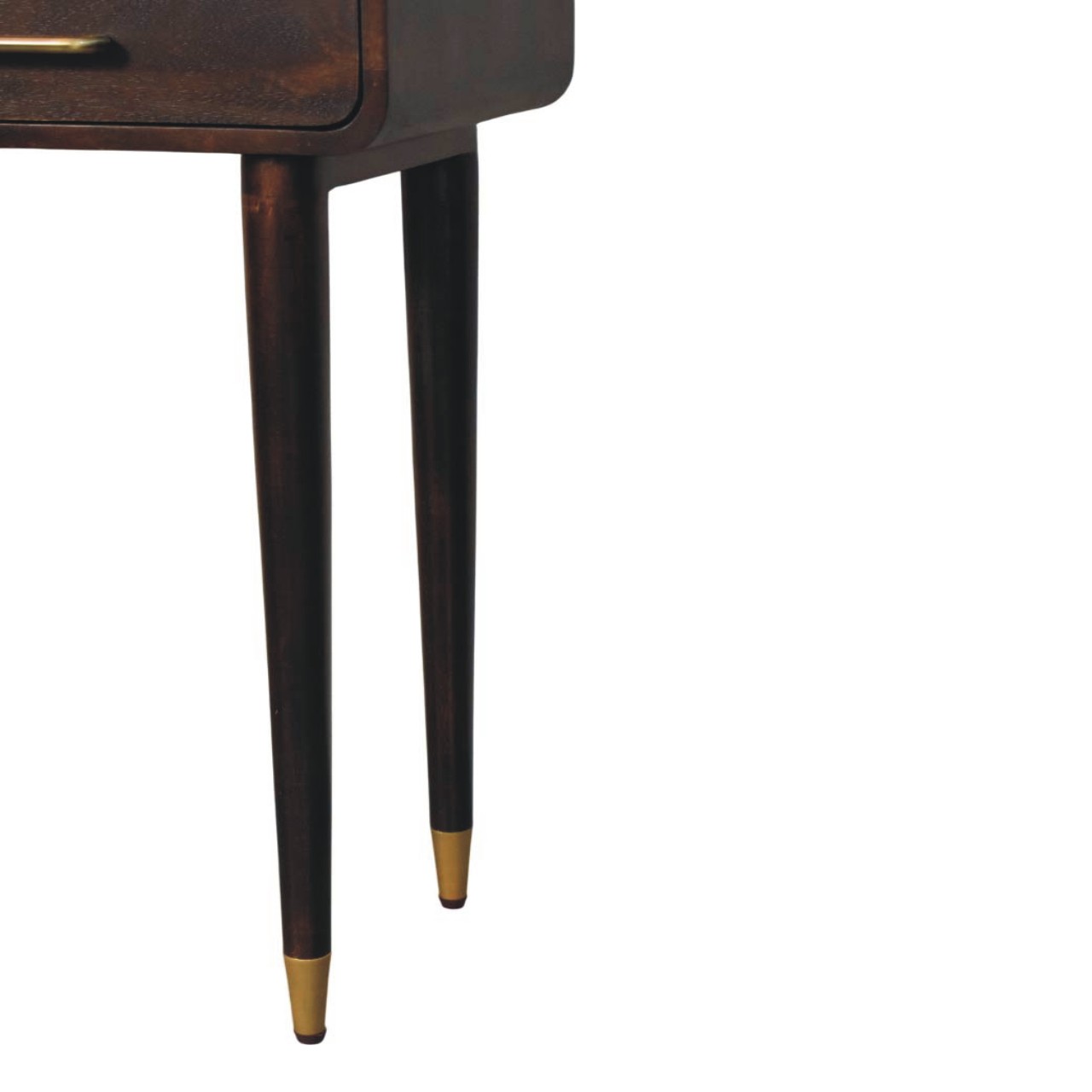 Solid Mango Wood Velvet Mocha Finished 2 Drawer Valenza Console Table - Image 6