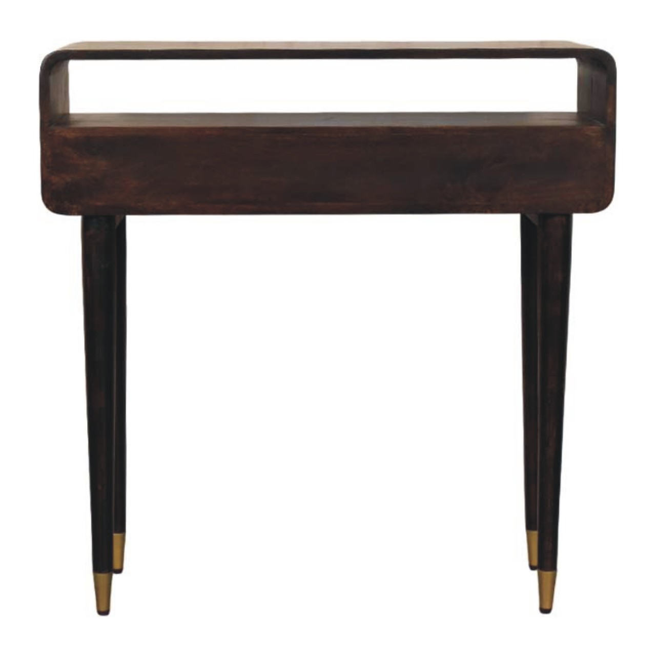 Solid Mango Wood Velvet Mocha Finished 2 Drawer Valenza Console Table - Image 8