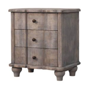 Solid Mango Wood Acid Washed Lume 3 Drawer Bedside Table