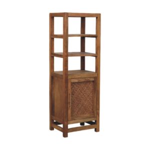 Solid Mango Wood Saffron Rattan Tall Cabinet