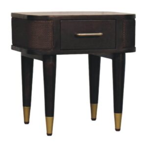 Solid Mango Wood Velvet Mocha Finished 1 Drawer Belmont Bedside