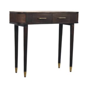Solid Mango Wood Velvet Mocha 2 Drawer Belmont Console Table