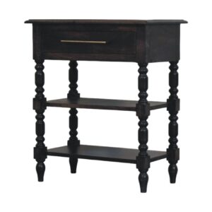 Solid Mango Wood Carbon Ash Finished Heritage Turned-Leg Side Table