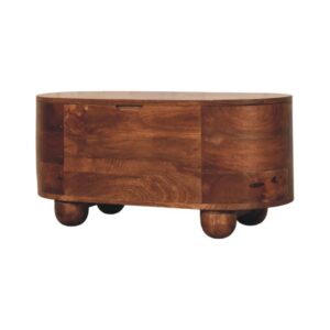 Solid Mango Wood Roasted Finished Almond Curva Storage Trunk