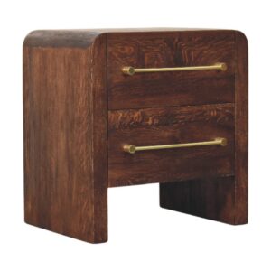 Solid Mango Wood Smoked Oak Aurelio 2 Drawer Nightstand