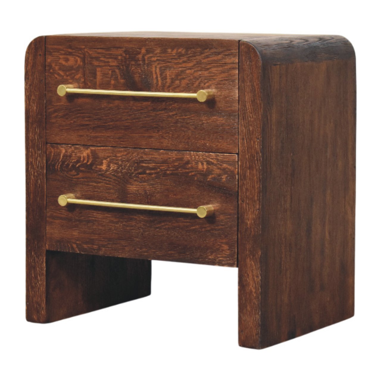 Solid Mango Wood Smoked Oak Aurelio 2 Drawer Nightstand - Image 2
