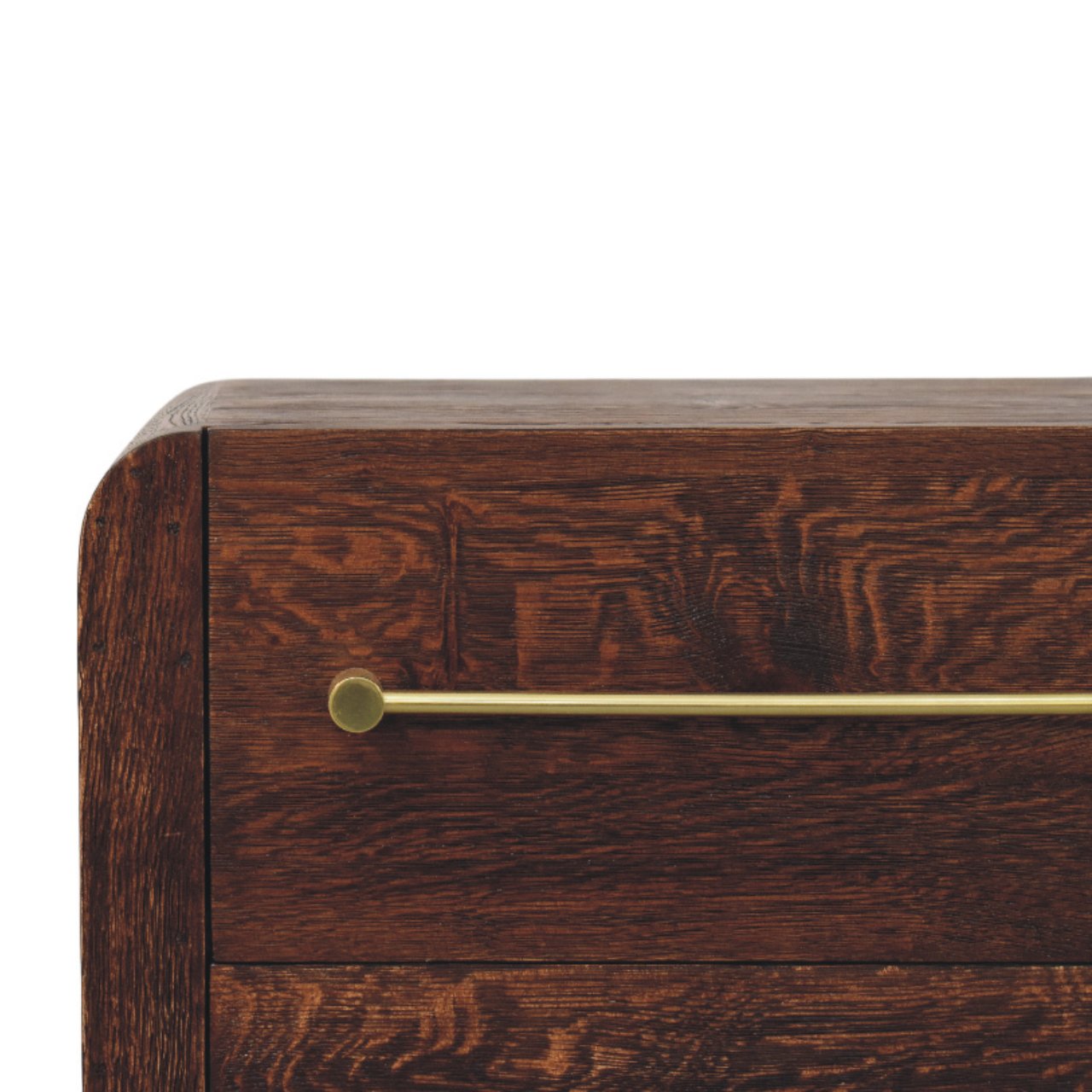 Solid Mango Wood Smoked Oak Aurelio 2 Drawer Nightstand - Image 3