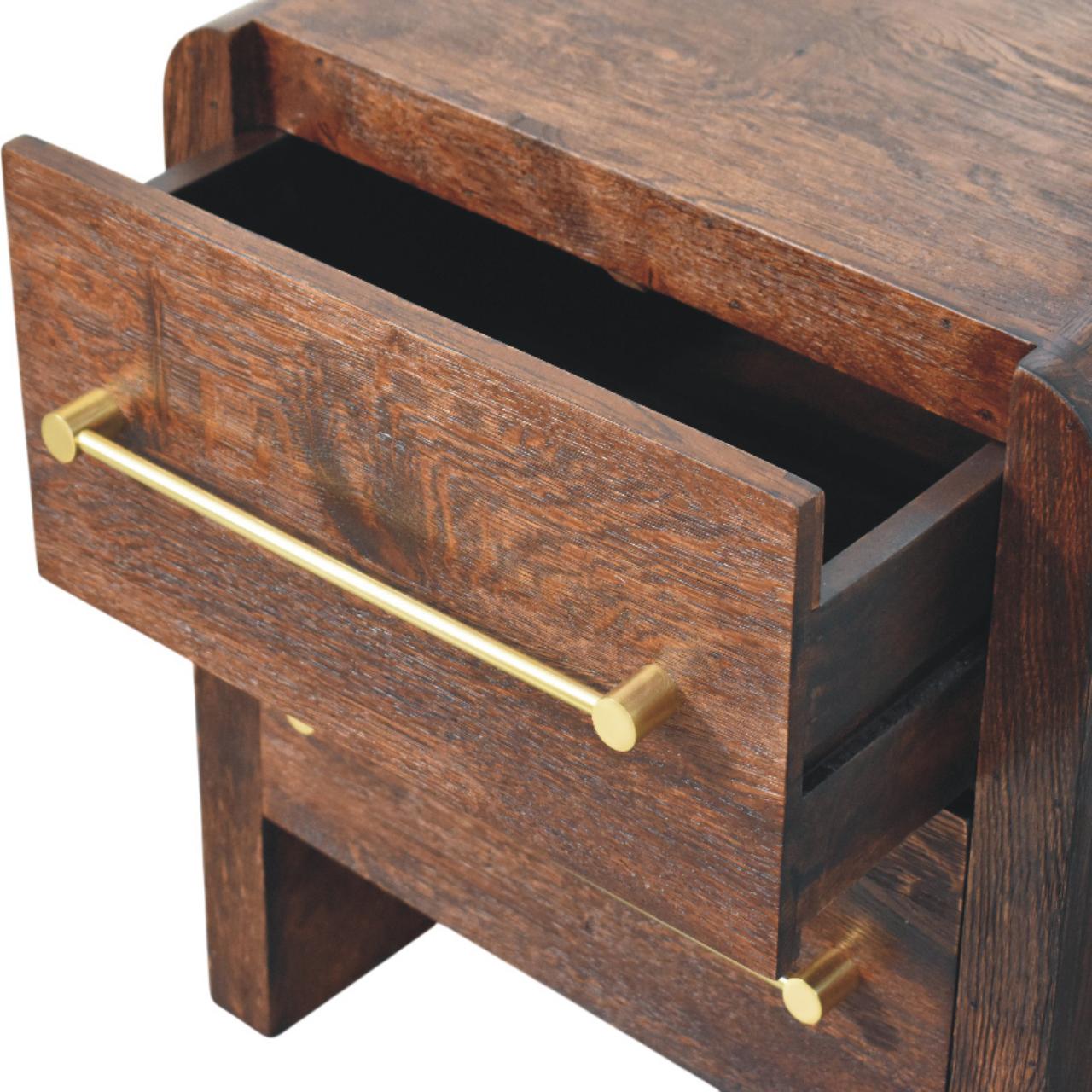 Solid Mango Wood Smoked Oak Aurelio 2 Drawer Nightstand - Image 5