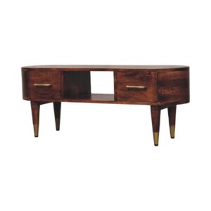 Solid Mango Wood Valenza Curved Media Console
