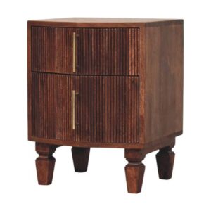 Solid Mango Wood Amber Oak Finished 2 Drawer Harper Nightstand