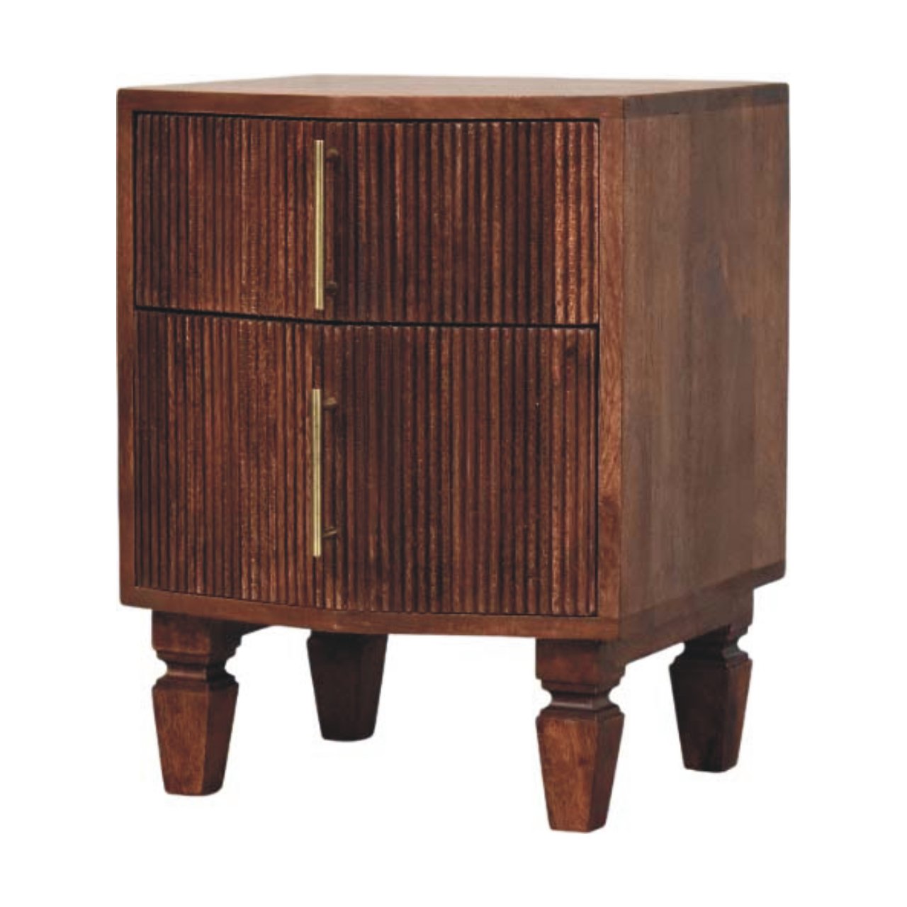Solid Mango Wood Amber Oak Finished 2 Drawer Harper Nightstand