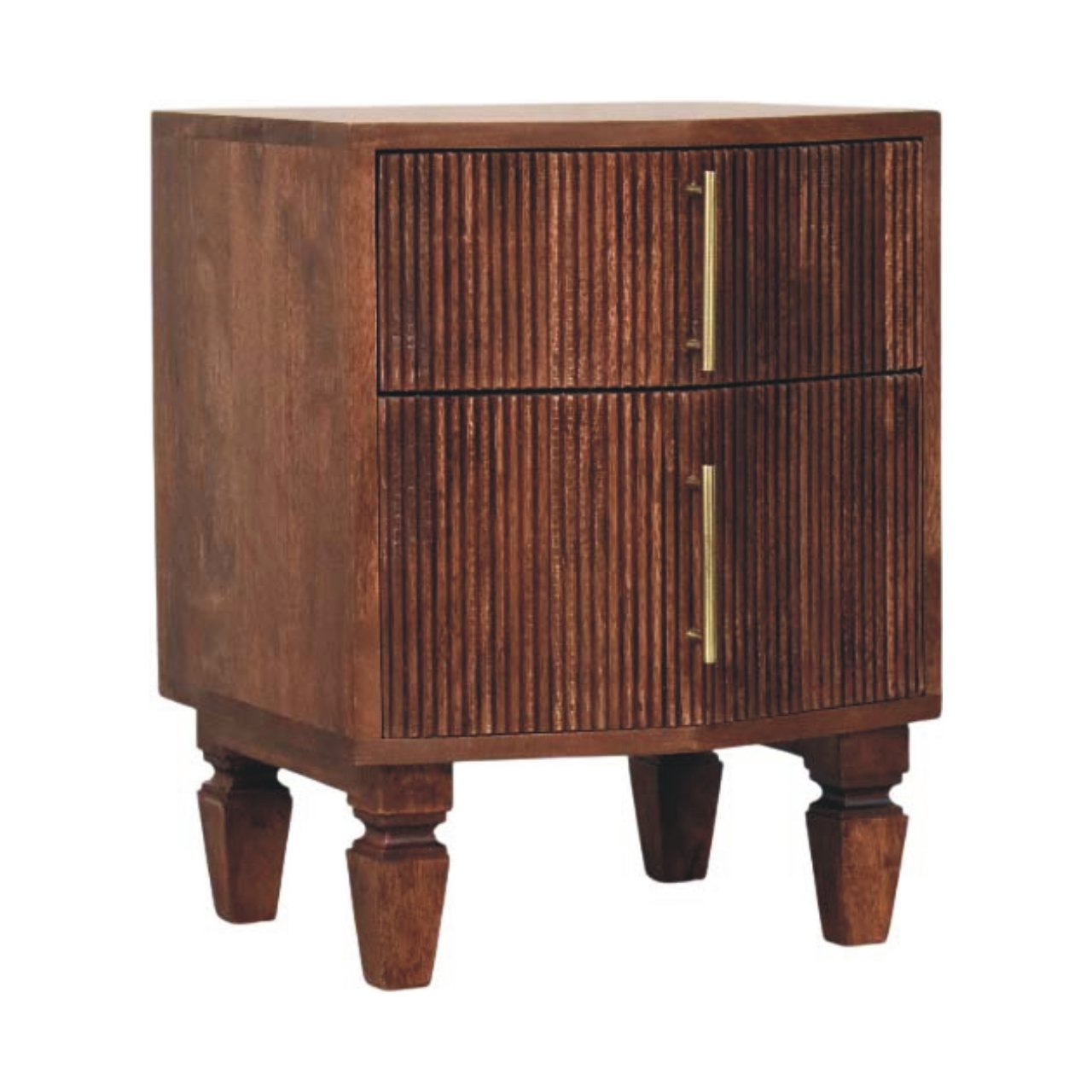Solid Mango Wood Amber Oak Finished 2 Drawer Harper Nightstand - Image 2