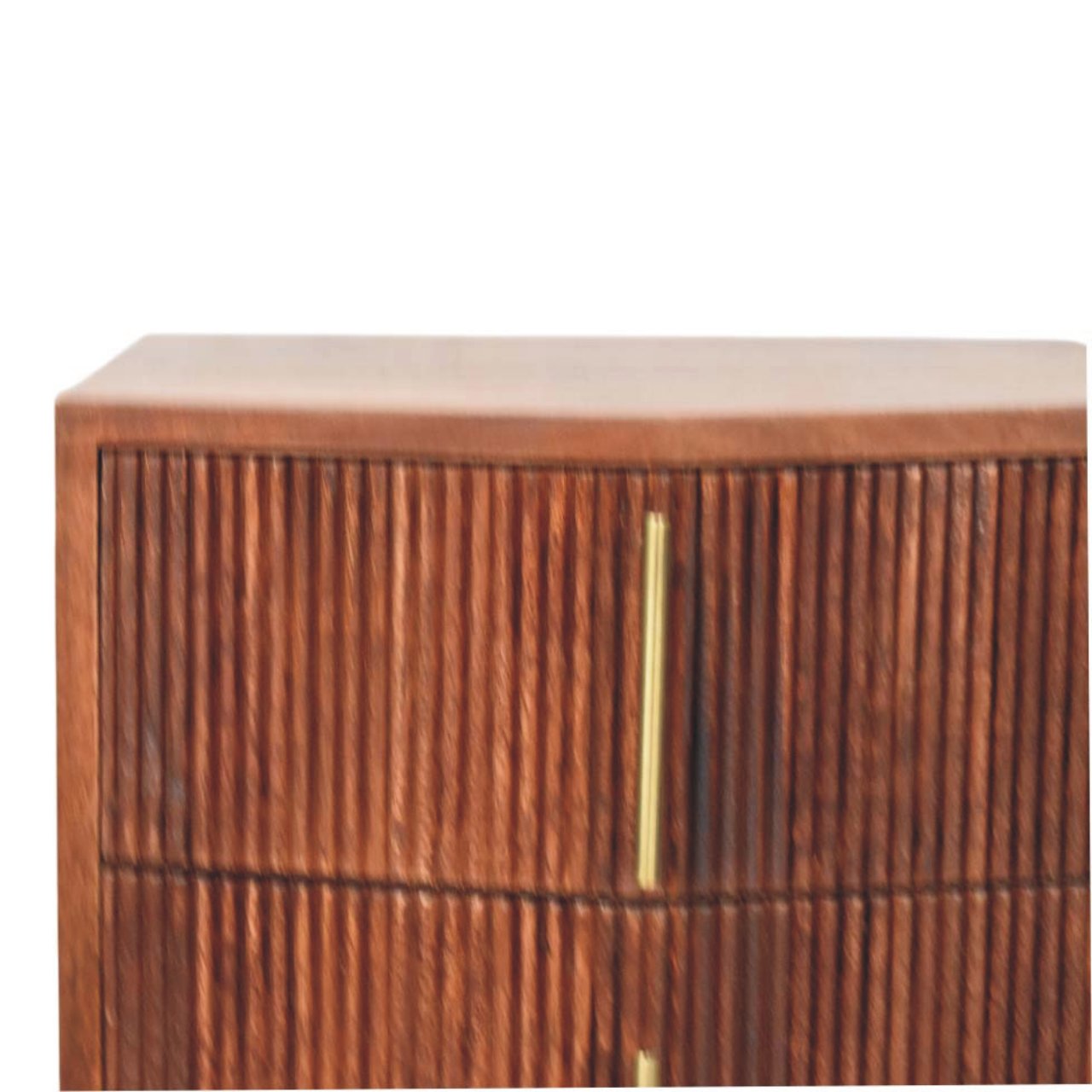 Solid Mango Wood Amber Oak Finished 2 Drawer Harper Nightstand - Image 3