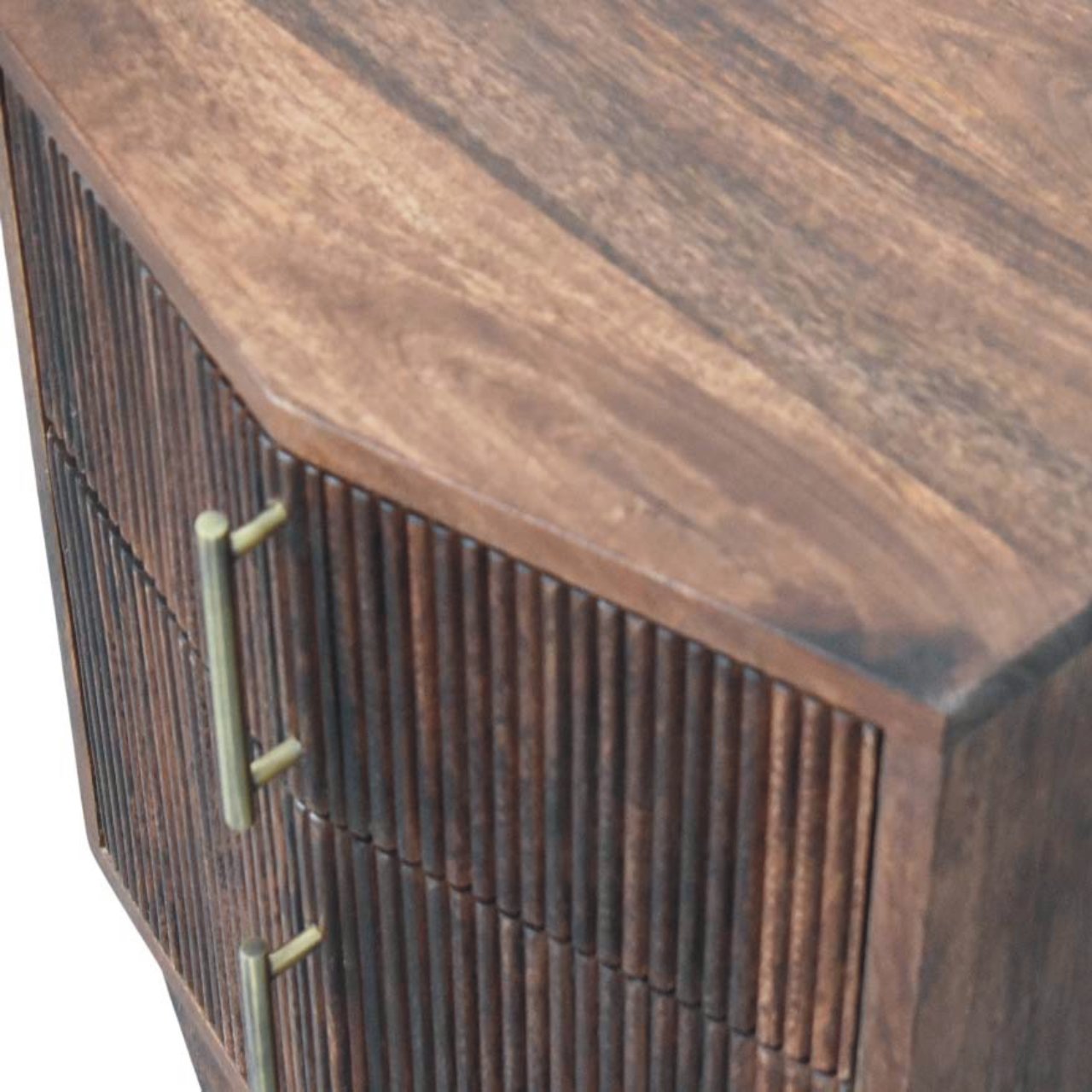 Solid Mango Wood Amber Oak Finished 2 Drawer Harper Nightstand - Image 4