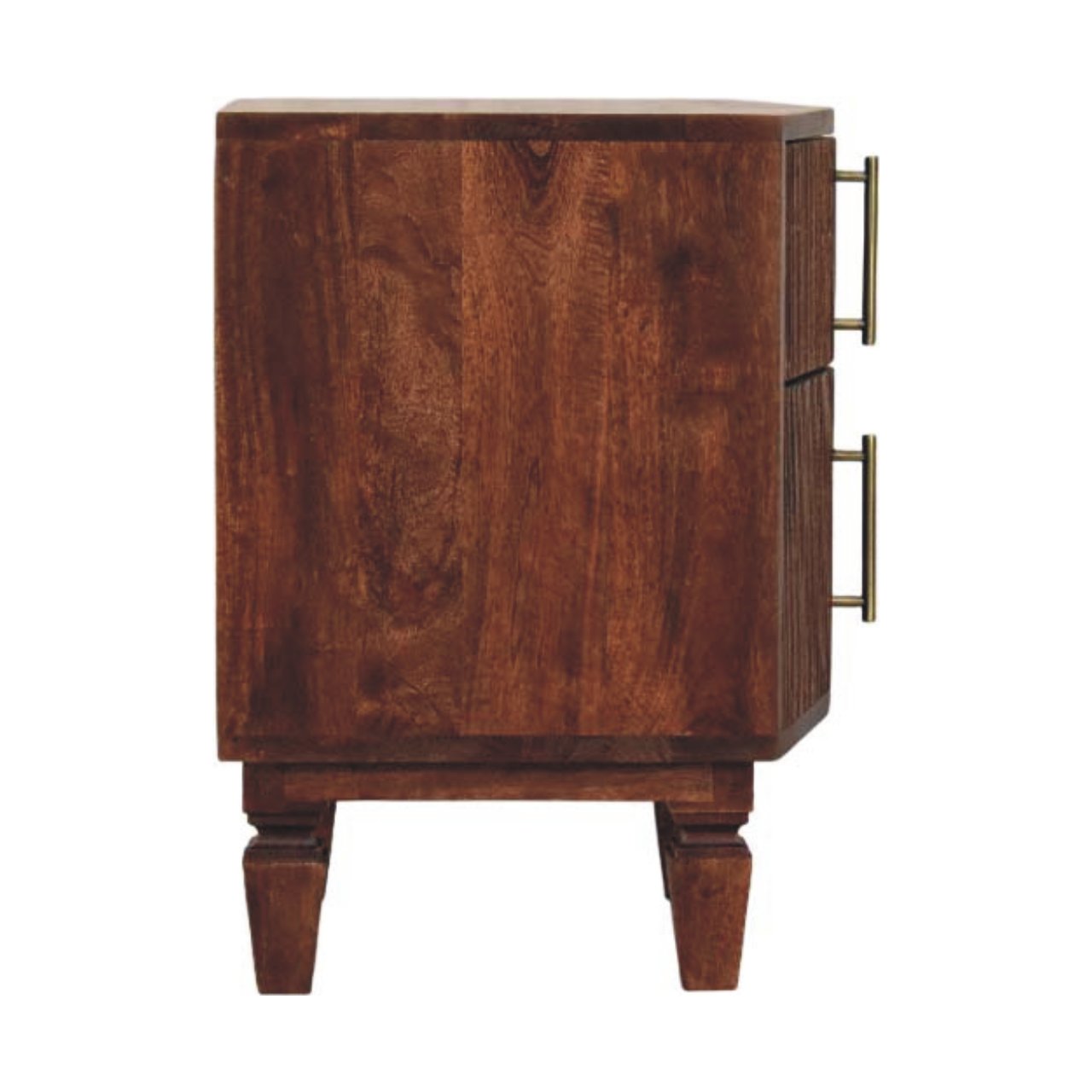 Solid Mango Wood Amber Oak Finished 2 Drawer Harper Nightstand - Image 7