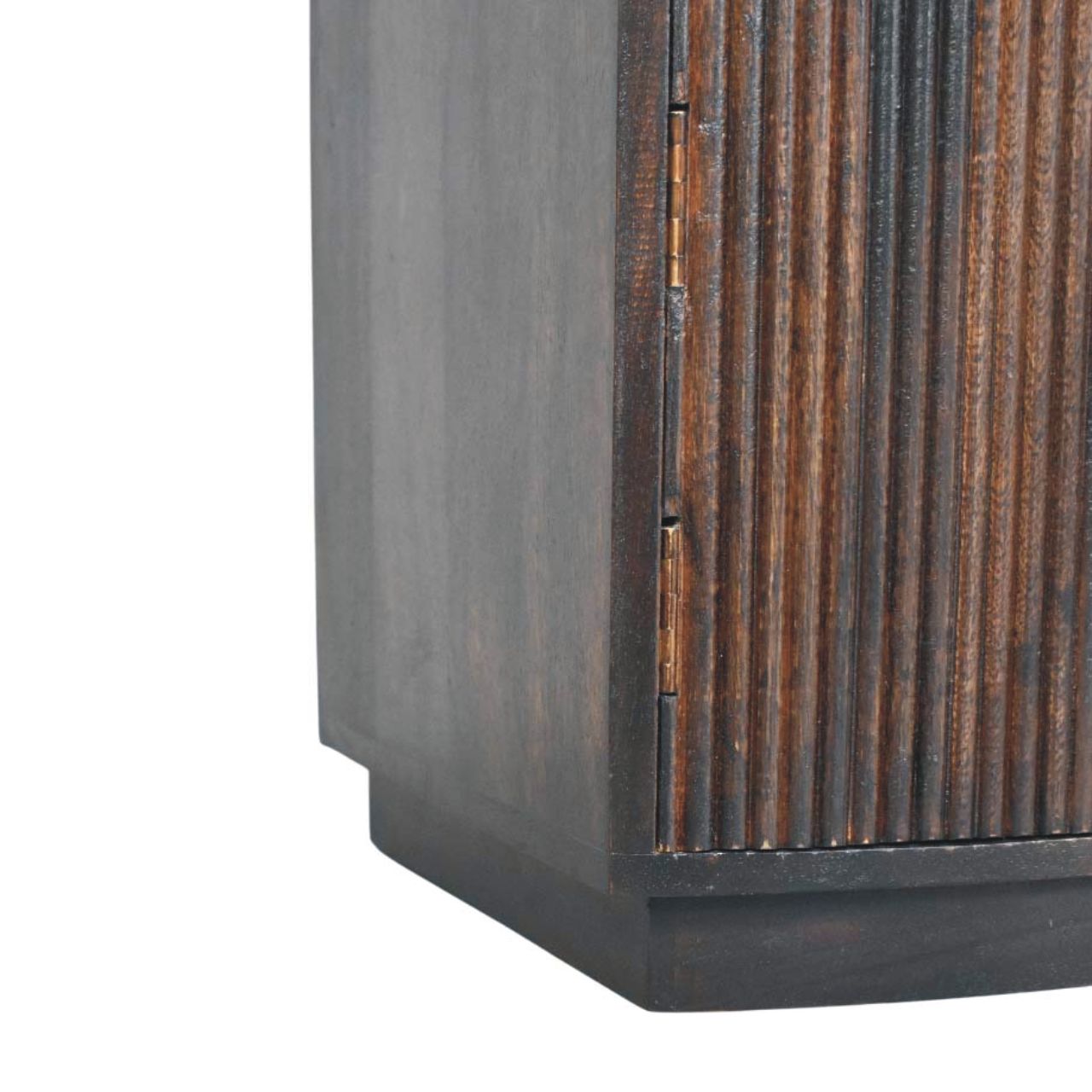 Solid Mango Wood Velvet Mocha Finished 1 Drawer 2 Cupboards Milan Bedside - Image 7