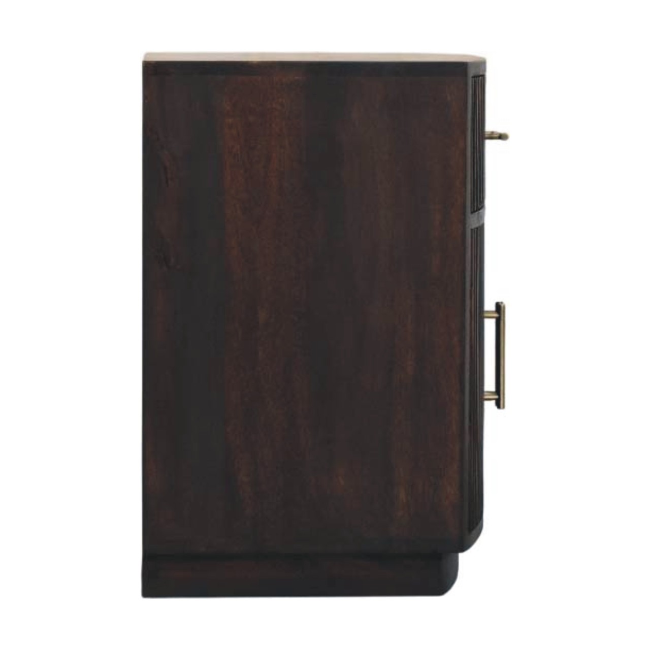 Solid Mango Wood Velvet Mocha Finished 1 Drawer 2 Cupboards Milan Bedside - Image 8