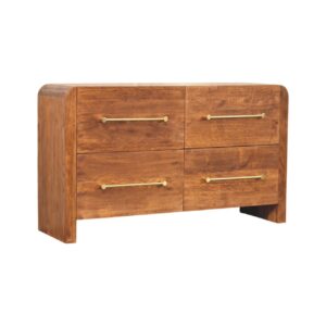 Solid Mango Wood Tiger Oak Finish Oakline Four Drawer Chest
