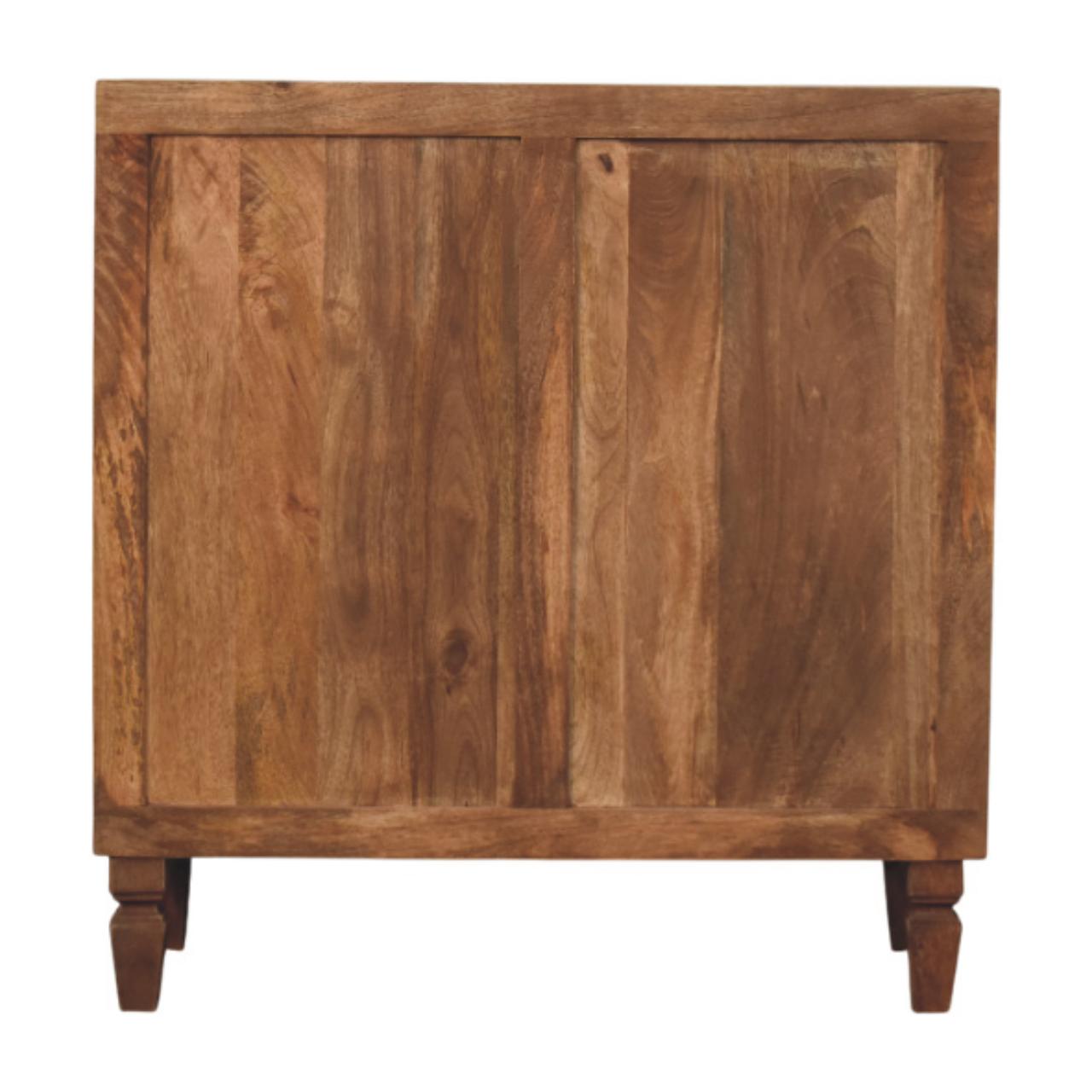 Solid Mango Wood Golden Teak Finished 3 Drawer Cadiz Carved Storage Chest - Image 8