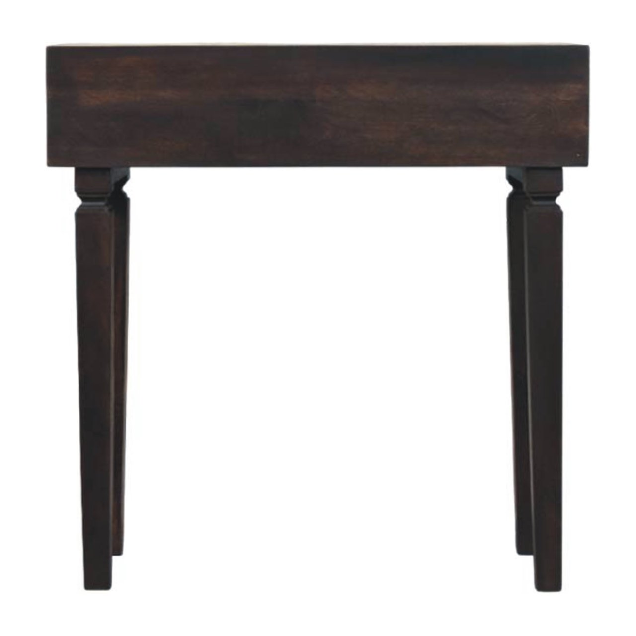 Solid Mango Wood Velvet Mocha 2 Drawer Cadiz Carved Slim Console - Image 8