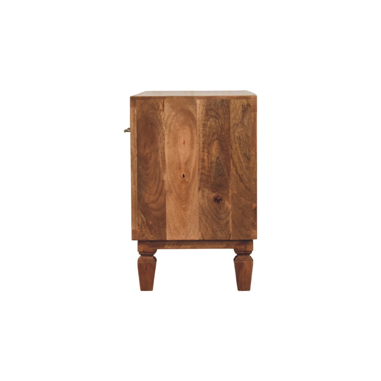 Solid Mango Wood Golden Teak Cadiz Carved Entryway 2 Drawer Shoe Cabinet - Image 7