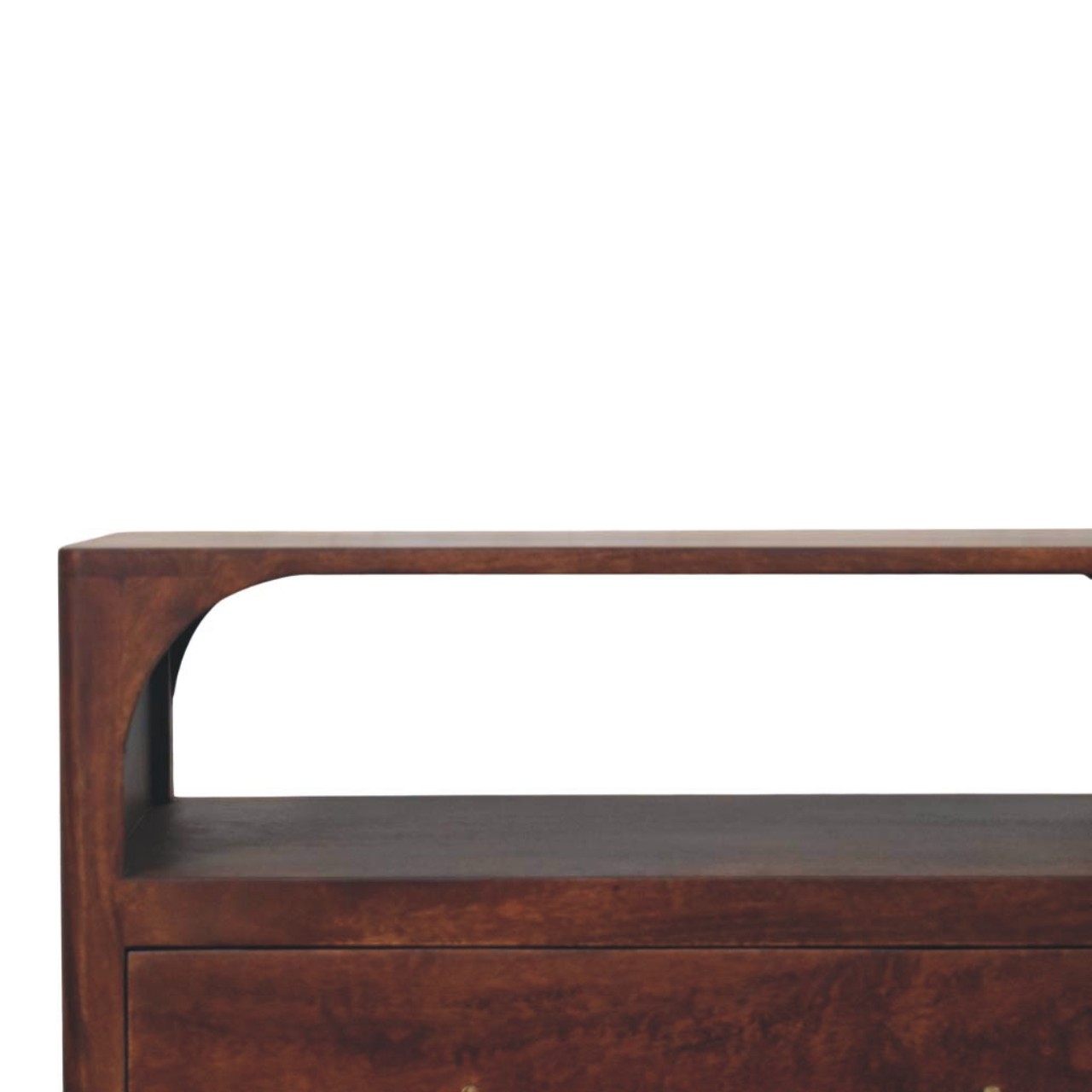 Solid Mango Wood Wine Wood Finished Arched Edge 3 Drawer Chest - Image 3