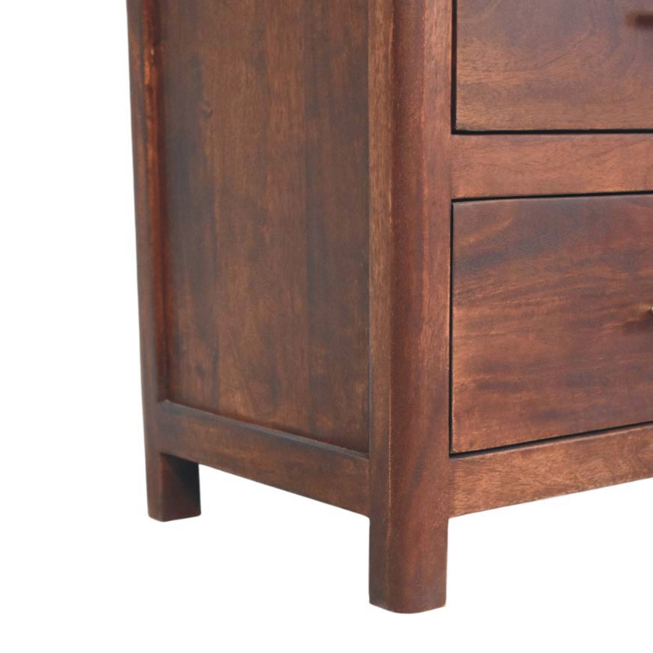 Solid Mango Wood Wine Wood Finished Arched Edge 3 Drawer Chest - Image 6