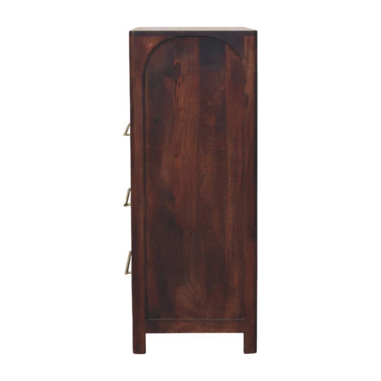 Solid Mango Wood Wine Wood Finished Arched Edge 3 Drawer Chest - Image 7