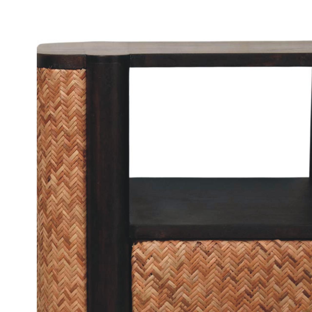 Solid Mango Wood Velvet Mocha 2 Drawer Havana Nightstand - Image 4