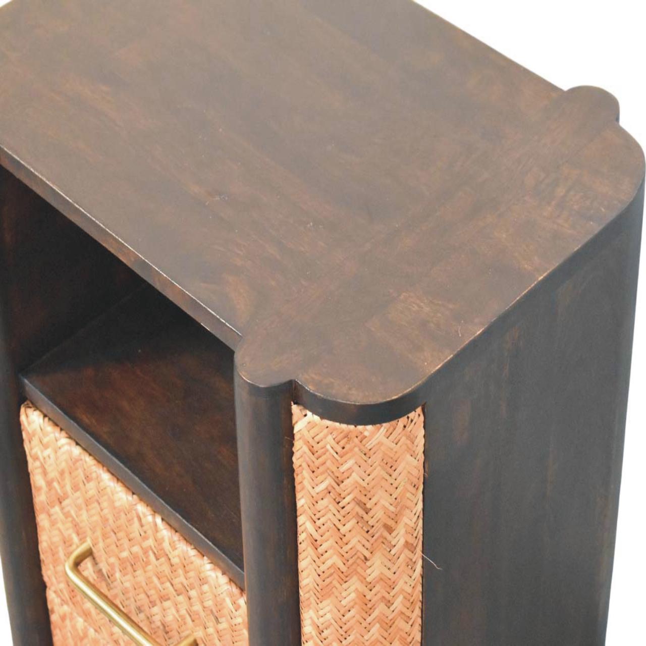 Solid Mango Wood Velvet Mocha 2 Drawer Havana Nightstand - Image 5