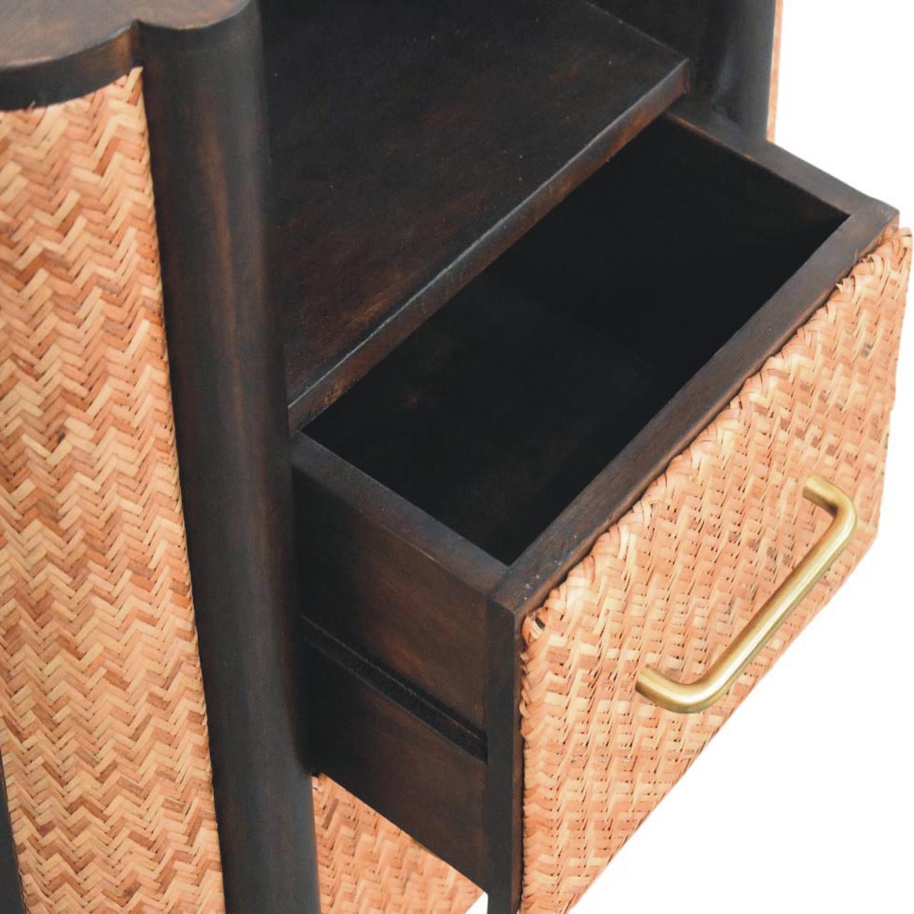 Solid Mango Wood Velvet Mocha 2 Drawer Havana Nightstand - Image 6