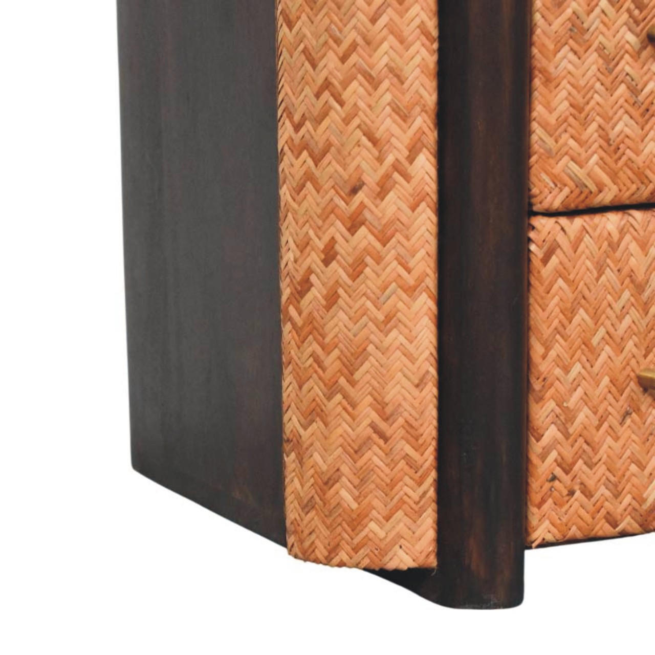 Solid Mango Wood Velvet Mocha 2 Drawer Havana Nightstand - Image 7