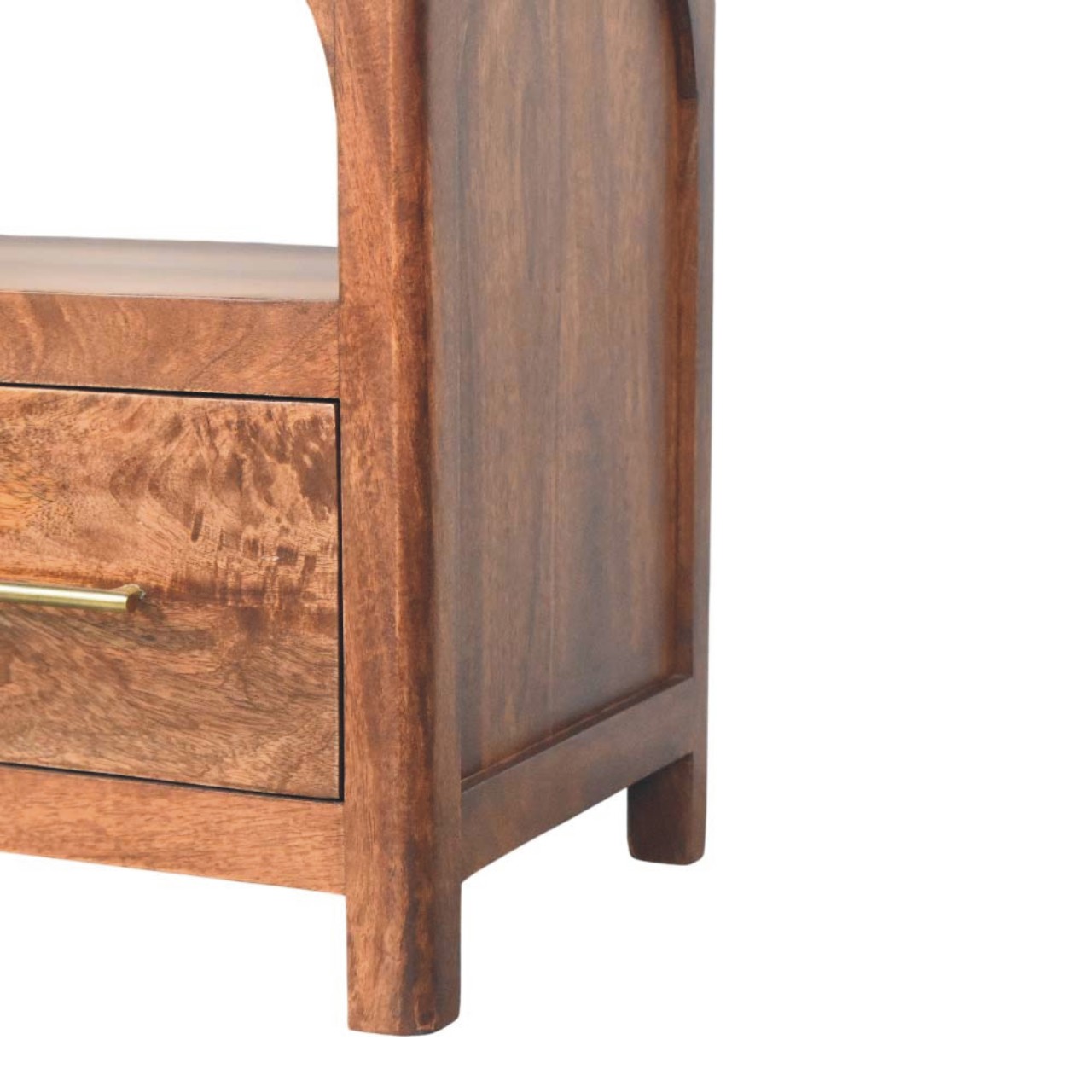 Solid Mango Wood Roasted Almond Finished Arc-Line 2 Drawer Media Console - Image 6