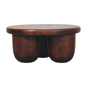 Solid Mango Wood Wine Wood Finished Clara Sculpted Coffee Table
