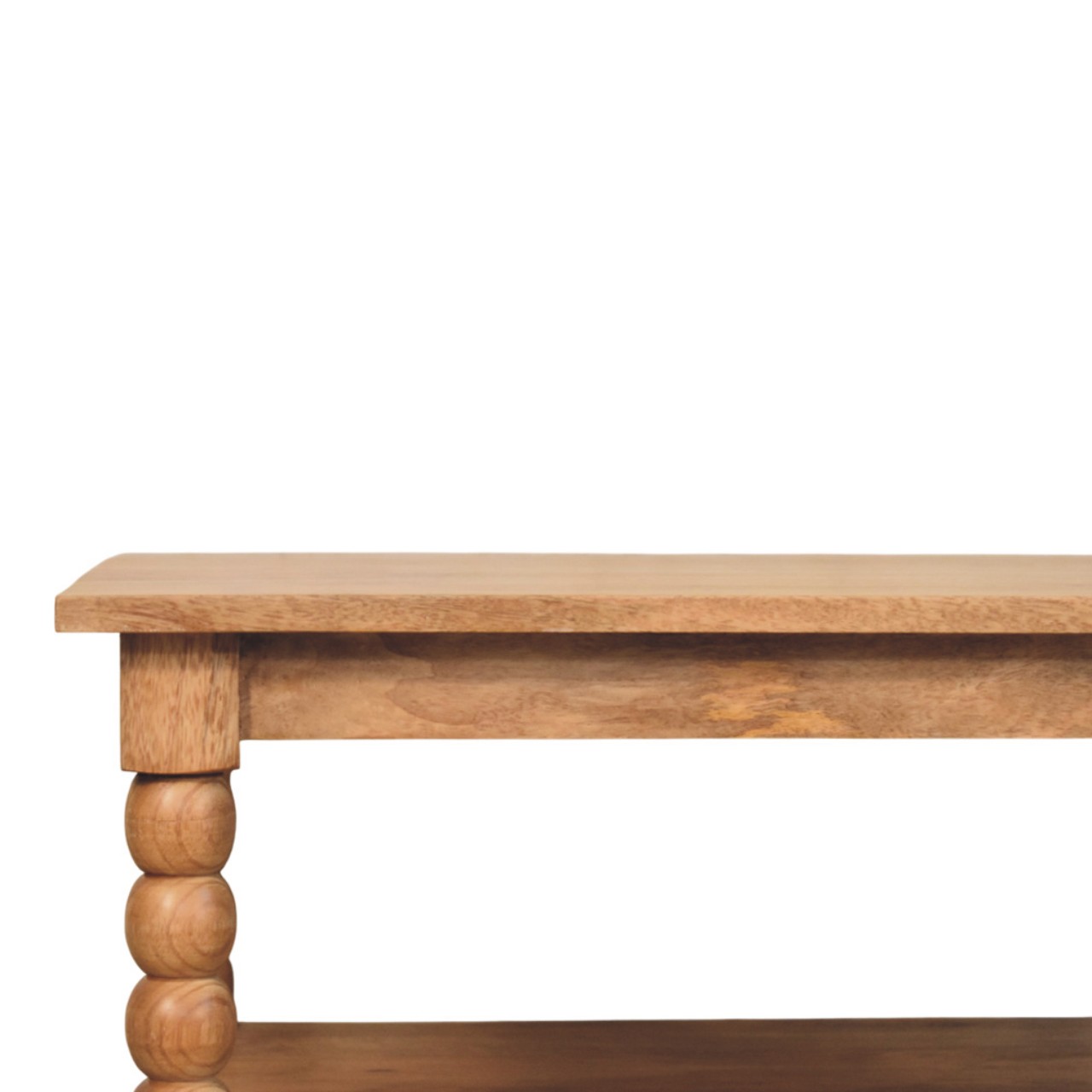 Solid Mango Wood Golden Teak Finished Spindle Leg Coffee Table - Image 3