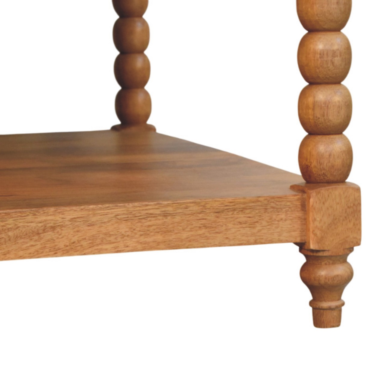 Solid Mango Wood Golden Teak Finished Spindle Leg Coffee Table - Image 5