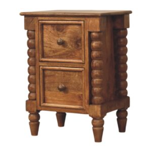 Solid Mango Wood Spindle Amber Bedside