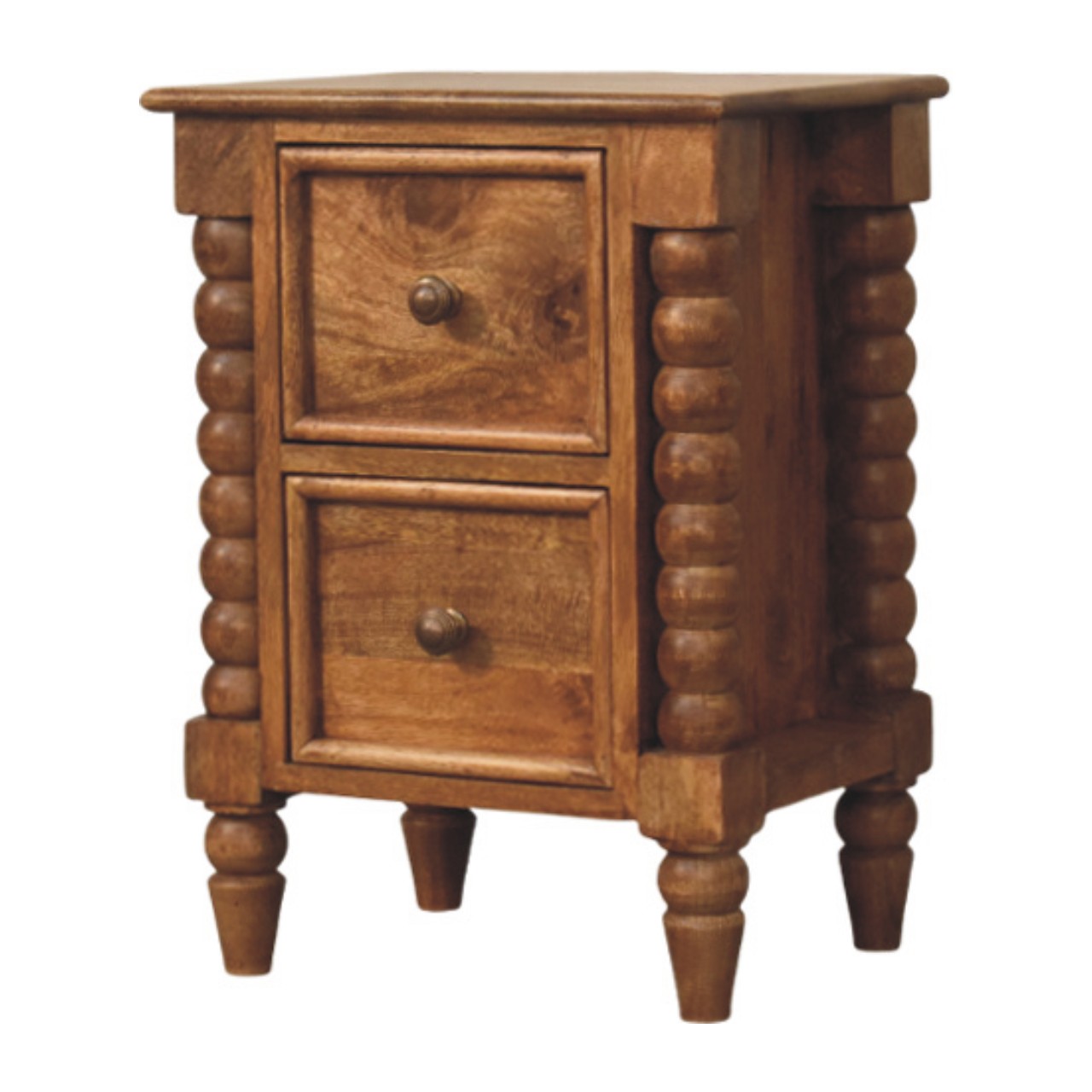 Solid Mango Wood Spindle Amber Bedside
