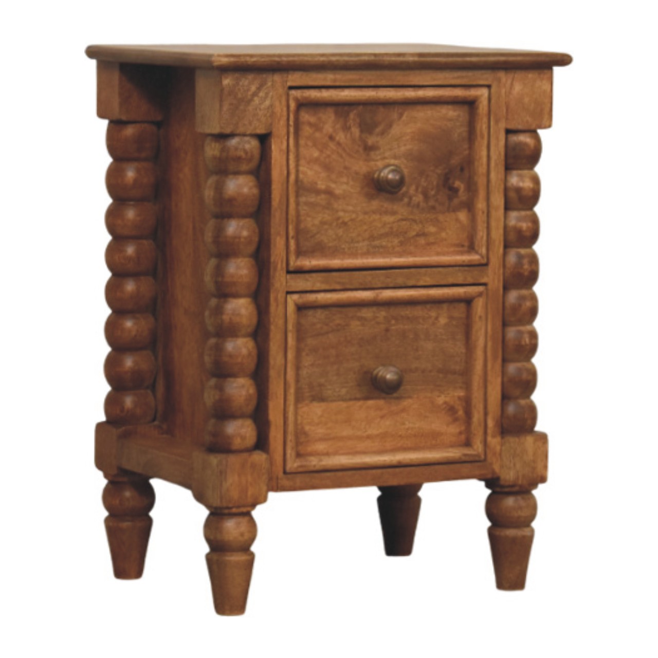Solid Mango Wood Spindle Amber Bedside - Image 2
